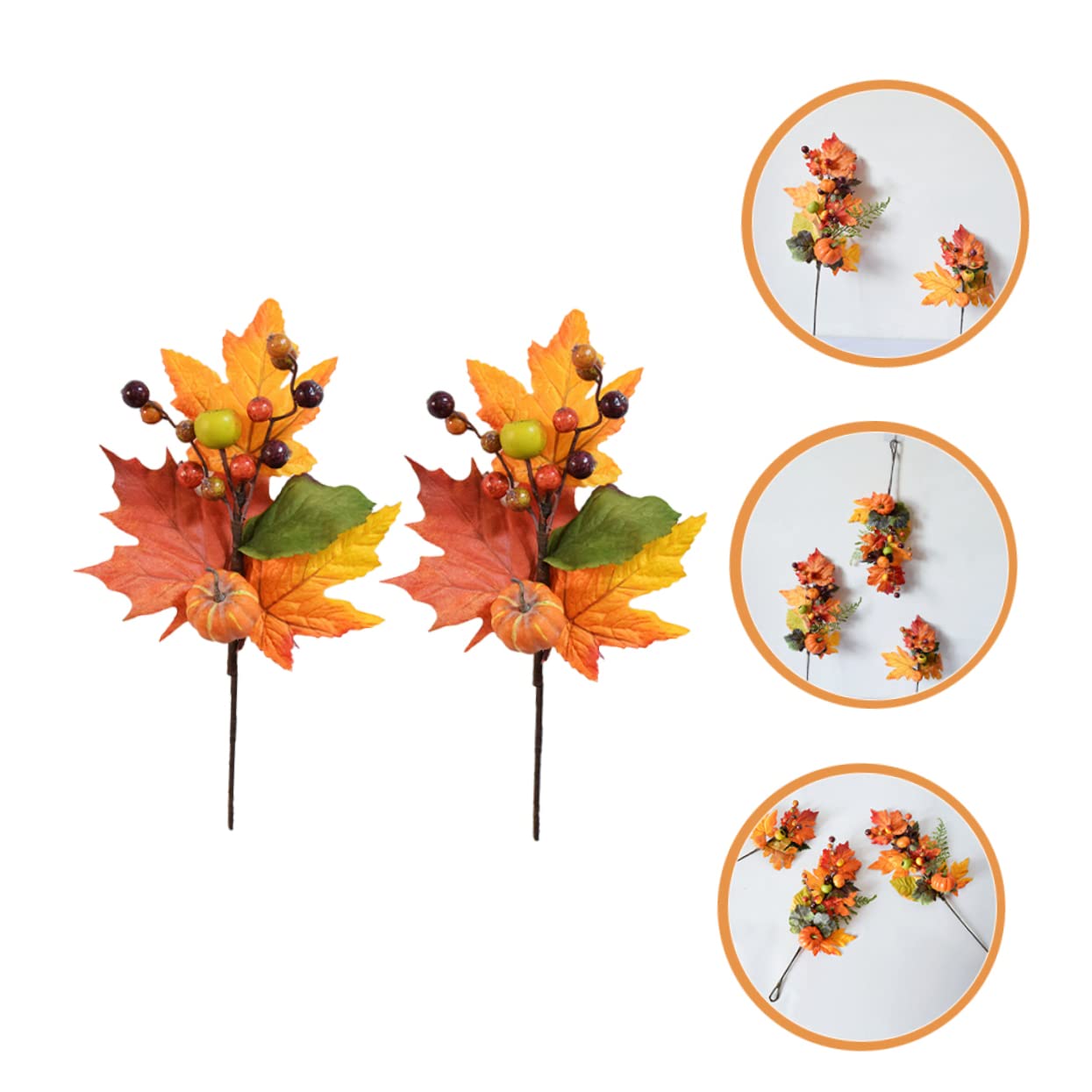 Alipis 8stücke Künstliche Herbstblätter Mit Kürbis Und Beeren Dekoration Für Erntedankfest Und Halloween Für Tischarrangements Und -Bouquets Herbstliche Atmosphäre Für Zuhause