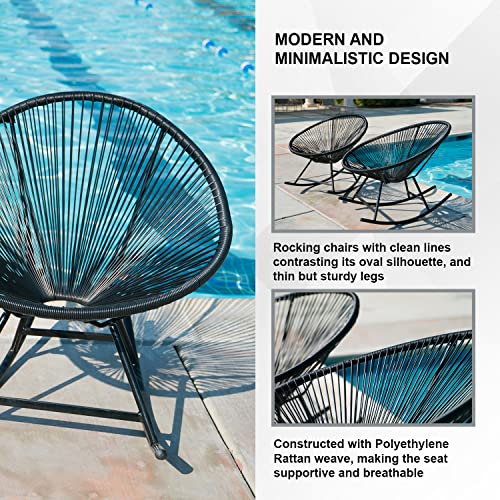 Xbrand Hammock Weave Rocking Patio Chair, Black #TOP4