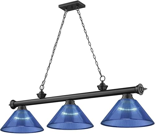 Z-Lite 2306-3MB-ARDB - Colgante de billar Cordon, 3 luces, 180 vatios totales, negro mate