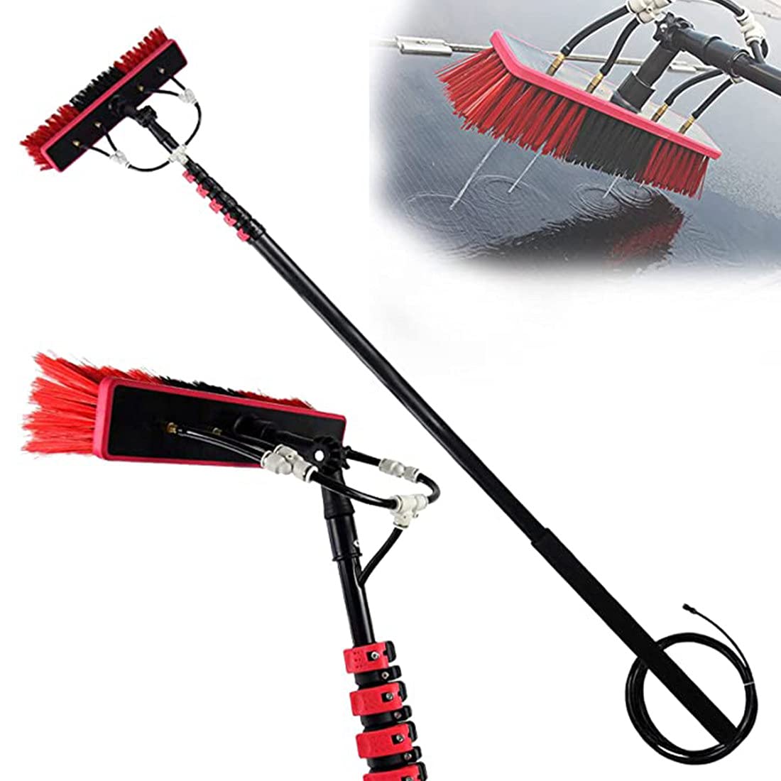 XYEJL Waterfed Telescopic Pole Outdoor Cleaning Tools Truck Washing Brush Suitable for Solar Panel/Conservatory/Deck/Caravan/Roof Cleaning,5.4m/18FT