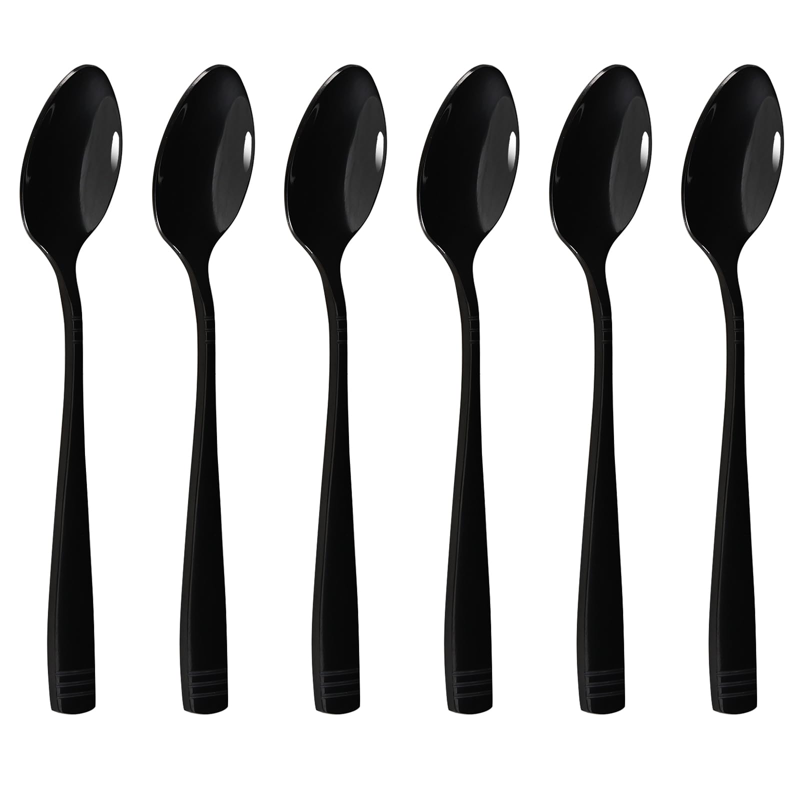 Petites cuillères à café noires en acier inoxydable au design épuré et finition mate, 15,1 cm