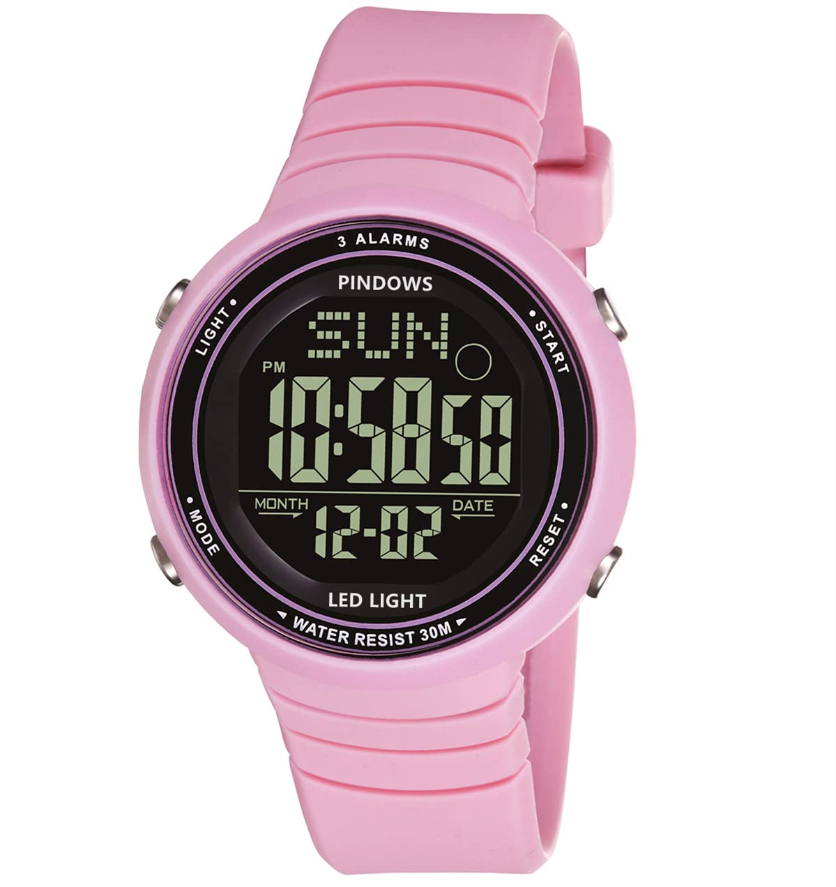 PINDOWS Relojes Digital Mujer Digital Relojes para Mujer Deporte Relojes Mujer Relojes Unisexo Relojes Adolescent con 3 Grupos de Alarma Ligero Timer Impermeable Cuenta Regresiva Multifuncional Reloje