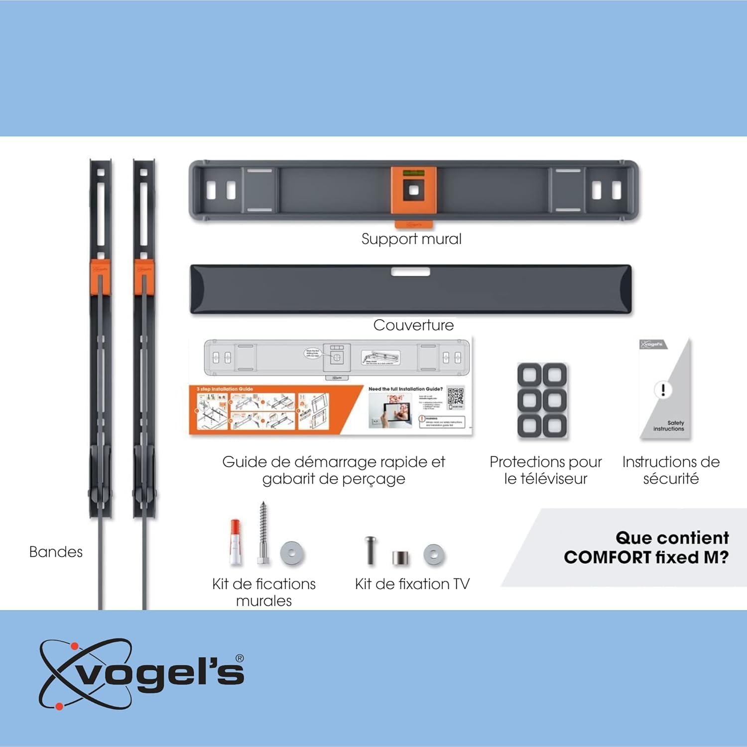 Vogel's TVM 3405 Support Mural TV Plat pour téléviseurs de 32-77 Pouces, Max. 50 kg, Support TV Max. VESA 400x400, Compatibilité Universelle, Distance au Mur de Seulement 2,2 cm