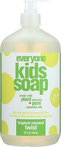 Everyone - Jabón 3 en 1 para niños, gel de baño, baño de burbujas, champú, 32 onzas (paquete de 6) coco tropical, hecho con aceites esenciales para