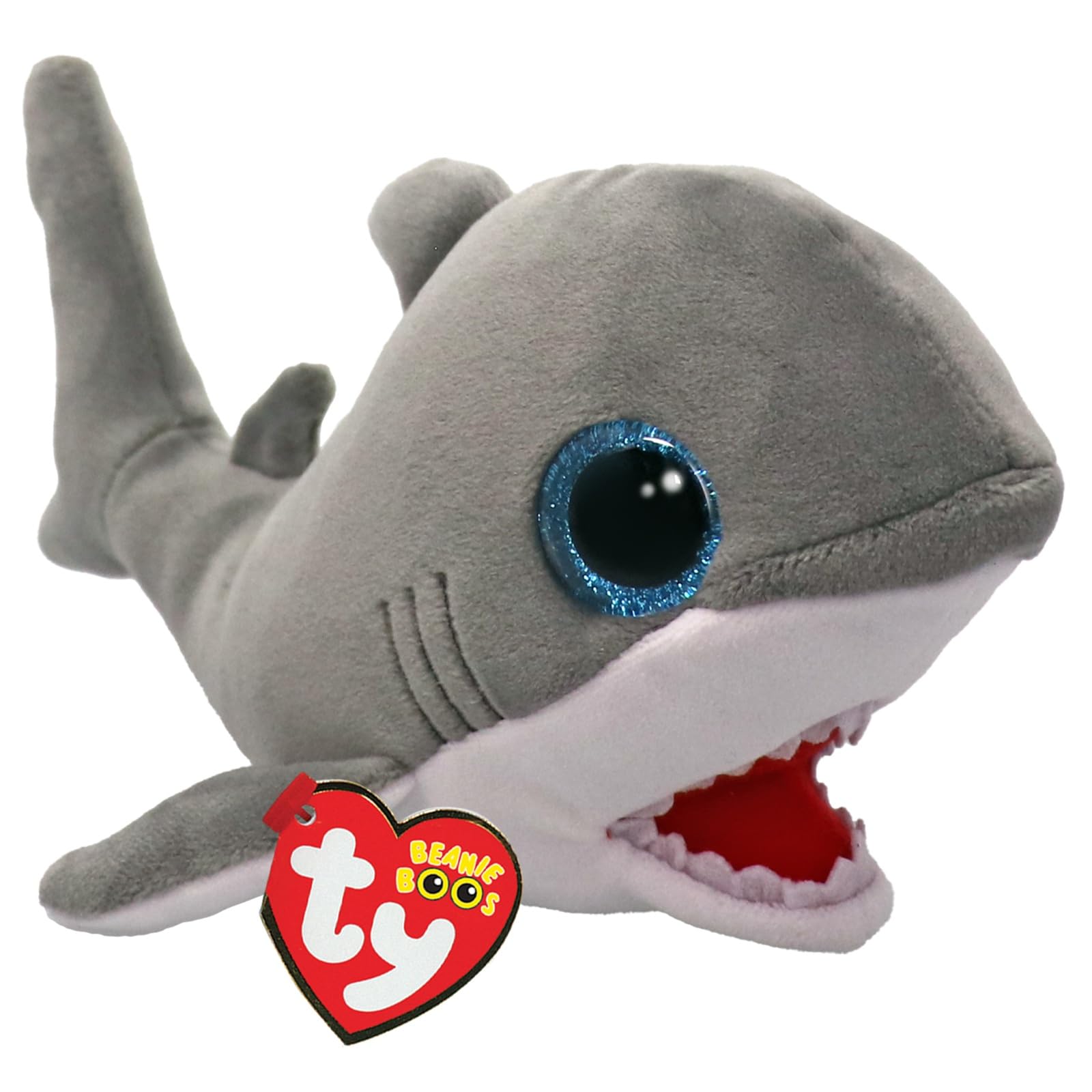 TY Finnegan Shark Beanie Boo 14cm – Soft Plush Toy for Kids – Collectible Cuddly Character Plush