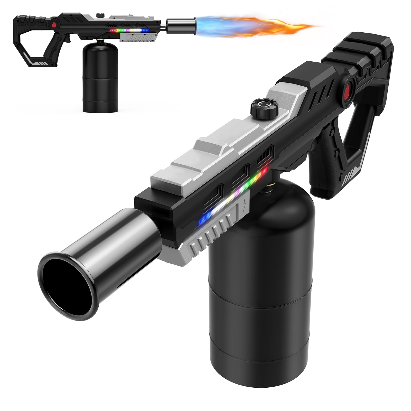 Sondiko Potente pistola de antorcha de propano, luz LED montada en la parte delantera, regalo para hombres | Lanzallamas ajustable, pistola de soplete resistente para asar filetes, barbacoa, Sous Vide, camping, iniciador de carbón