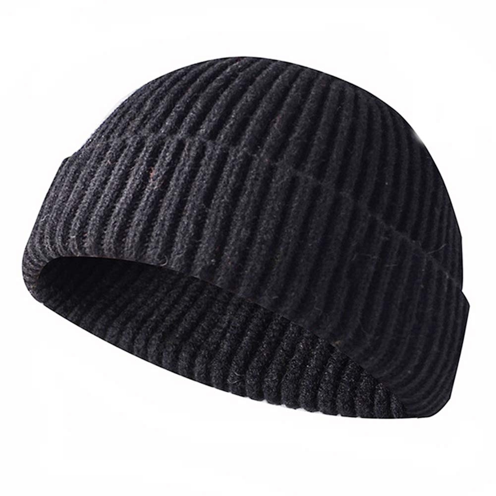 JFAN Trawler Winter Beanie Hat Baseball Cap Roll up Edge Skullcap Fisherman Beanie Unisex Cuffed Short Knit Fisherman Beanie Winter Hats