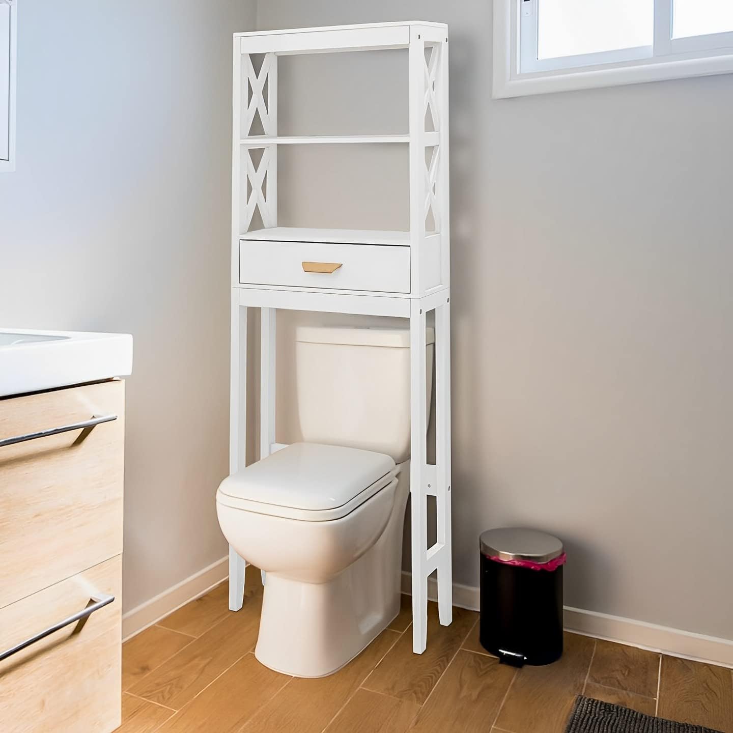 Otryad White OverTheToilet Storage, Wooden Above Toilet