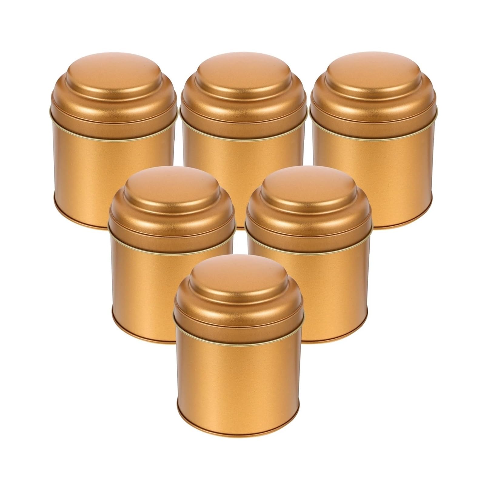 UBOHUZ 6pcs Tea Canister Airtight Tinplate Storage Jar Food Container For Loose Leaf Coffee Beans Double Lid Travel Use Tins for Tea, Coffee