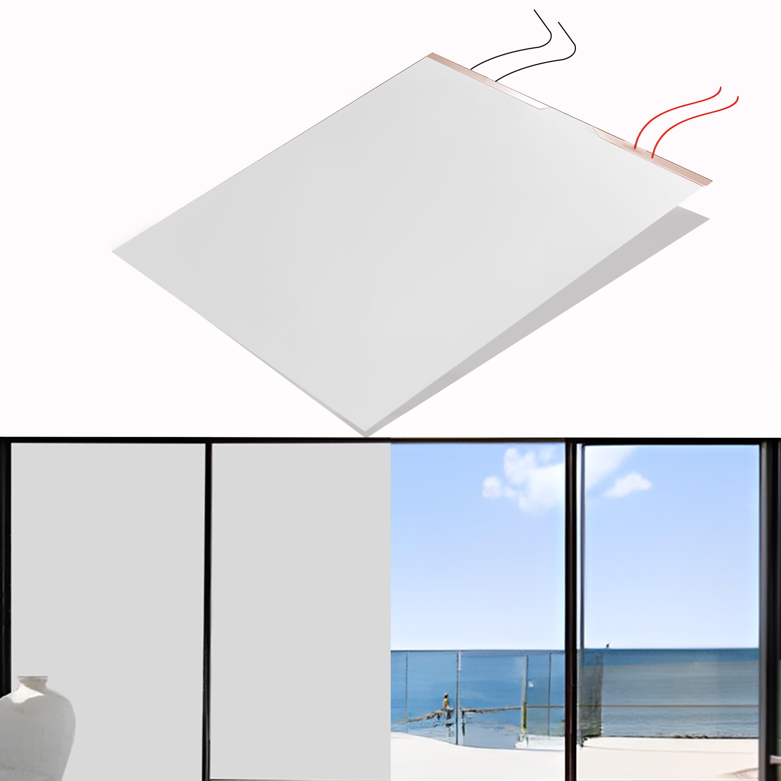 Smart Film - PDLC Smart Film (47.5” x 78.5”) - Switchable Adhesive Smart Film, Smart Tint, Smart Glass for Home Office Window, Door and Sliding Doors