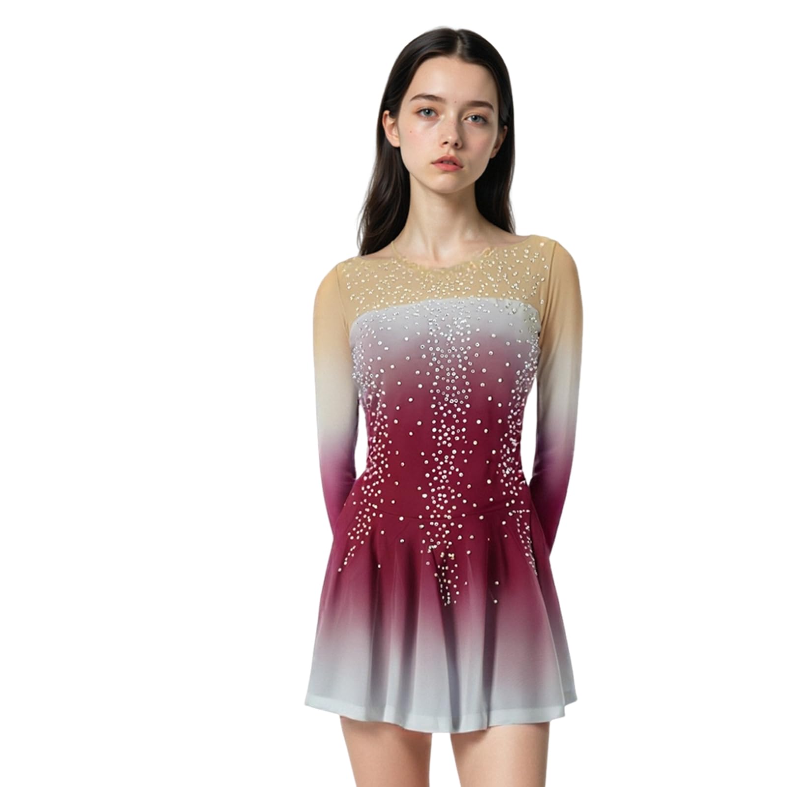 LIUHUO Eiskunstlauf-Kleid für Mädchen, Wettkampf-Performance, Kinder und Erwachsene, acht Farbverläufe