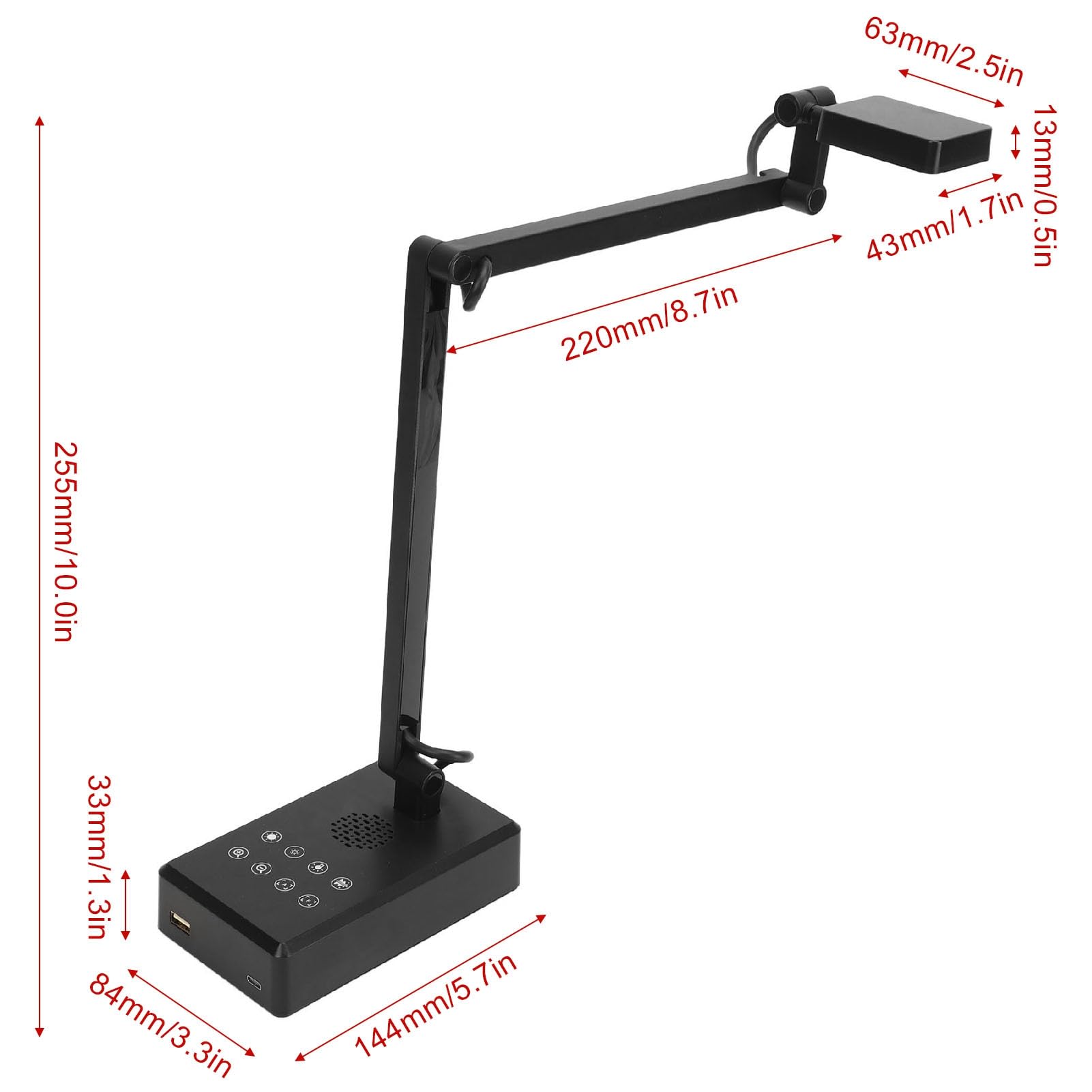 Generic Aparat o Wysokiej Rozdzielczości Kamera Internetowa USB do Dokumentów 16 MP Potężna Moc Sprzętowa do Demonstracji na żywo dla Systemu Windows ABS, Stop Aluminium