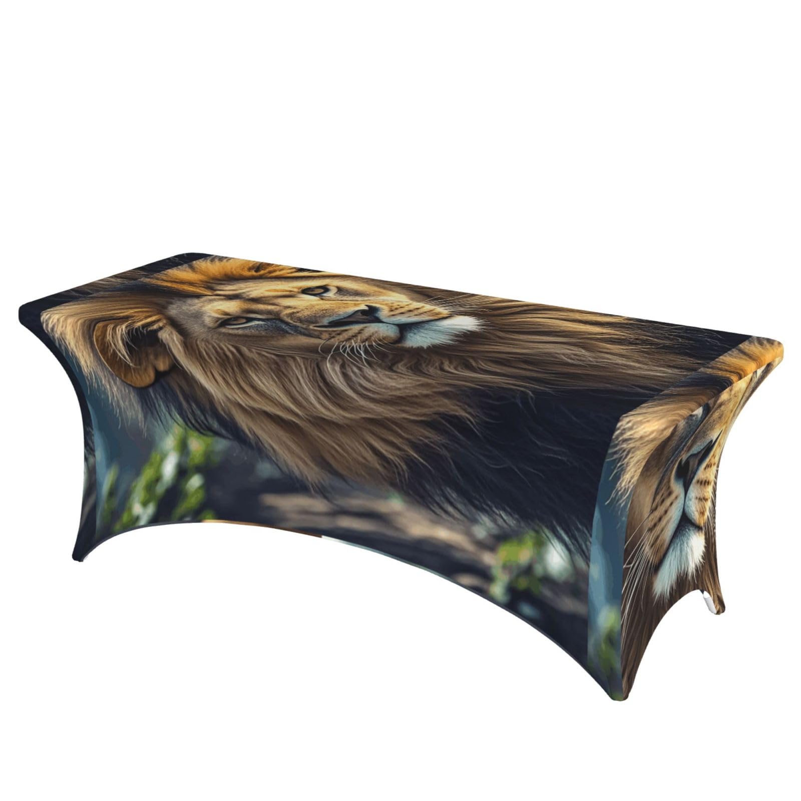 LMNGH Lion Image Decorative Tablecloth Protector for Wedding, Banquet & Parties6FT Spandex Rectangle Tablecloths, Stretch Washable Table Cloth Wrinkle Free Patio Table Cover