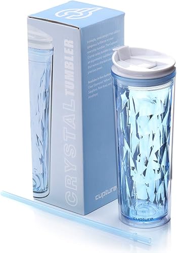 Cupture Crystal Click & Seal - Vaso para bebidas calientes o frías, 1 unidad (paquete de 1), zafiro azul, 22 onzas