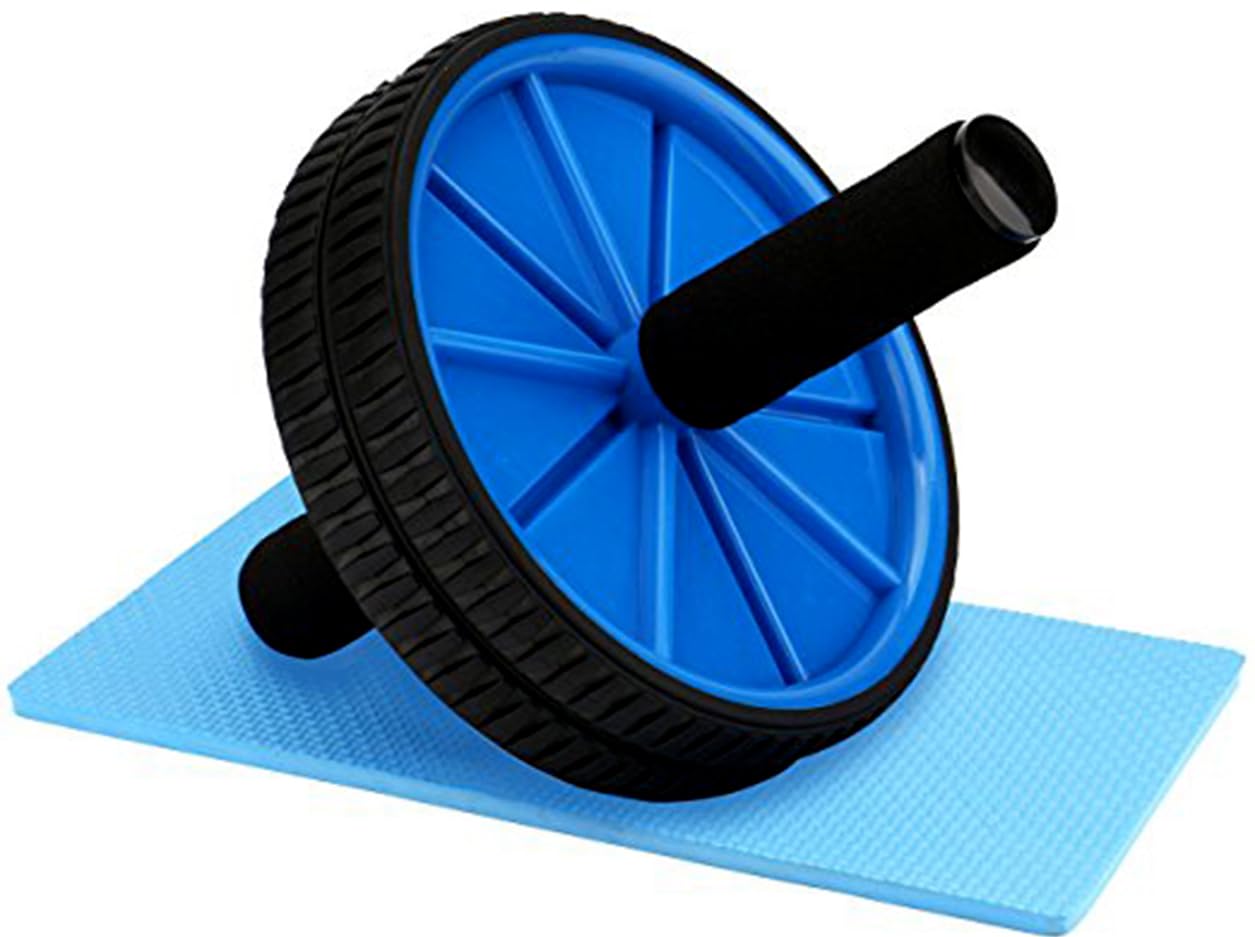 Ab Wheel With Anti Rust S.Steel Rod | Abs Roller | Core Workouts| Home Gym Equipment Abs Workouts 100 Kgs| 6MM Safe Knee Mat (Multicolor)-image-0