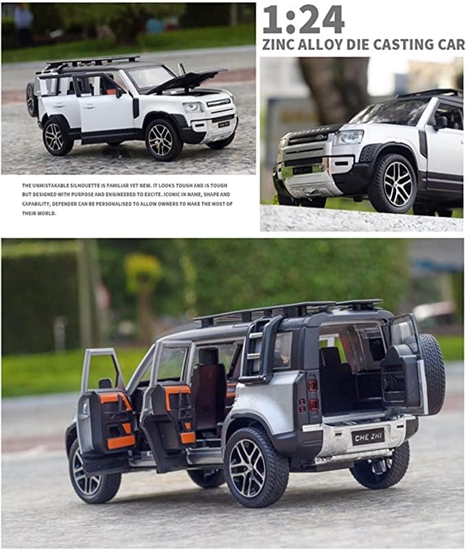Image of 1:24 for Land Roover Range Roover SUV Car Model Simulation Sound and Light Pull Back Alloy Car Collection Ornaments Boy Toy Cars Scale Model Car(Colors as Per Stock)