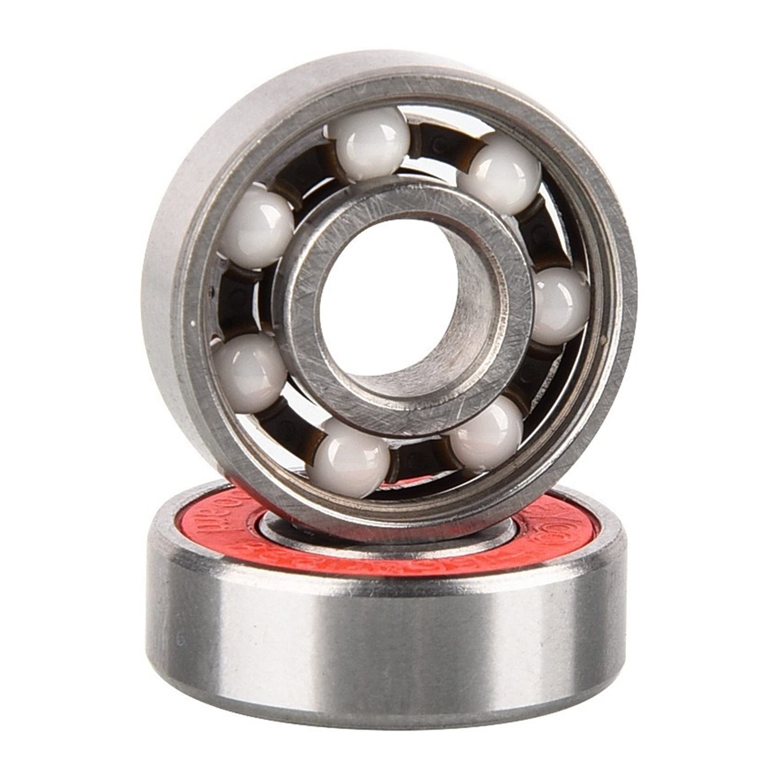Lot de 8 roulements à billes en céramique 608RS for rollers, snowboards, skateboards, professionnels, haute vitesse(8pcs White Ceramic 2)