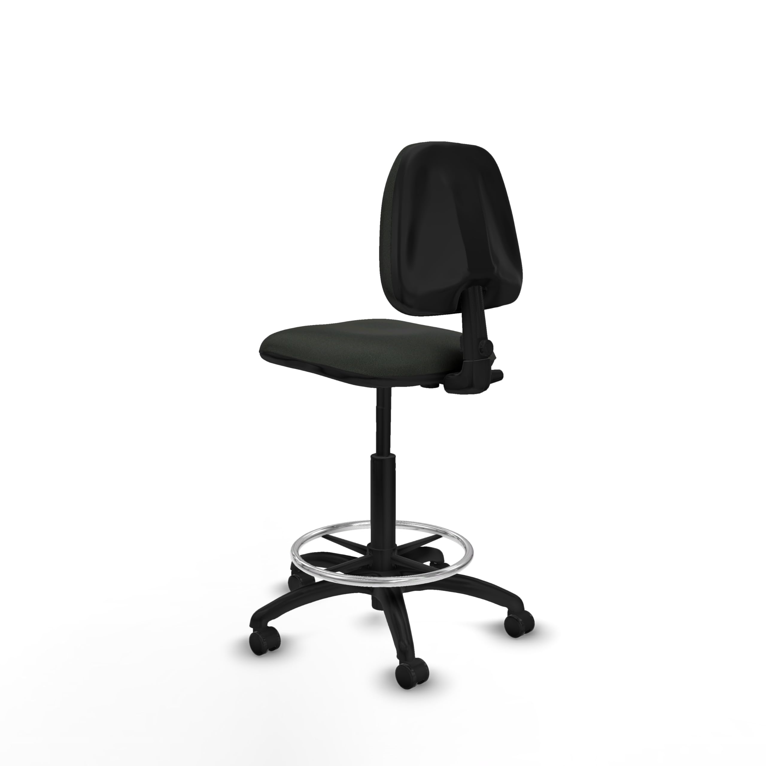 Piqueras y Crespo Taburete Isso: Taburete de Trabajo con Ruedas Ideal para Oficina, Silla recepcion Alta y Comodidad con Respaldo Regulable en Altura -
