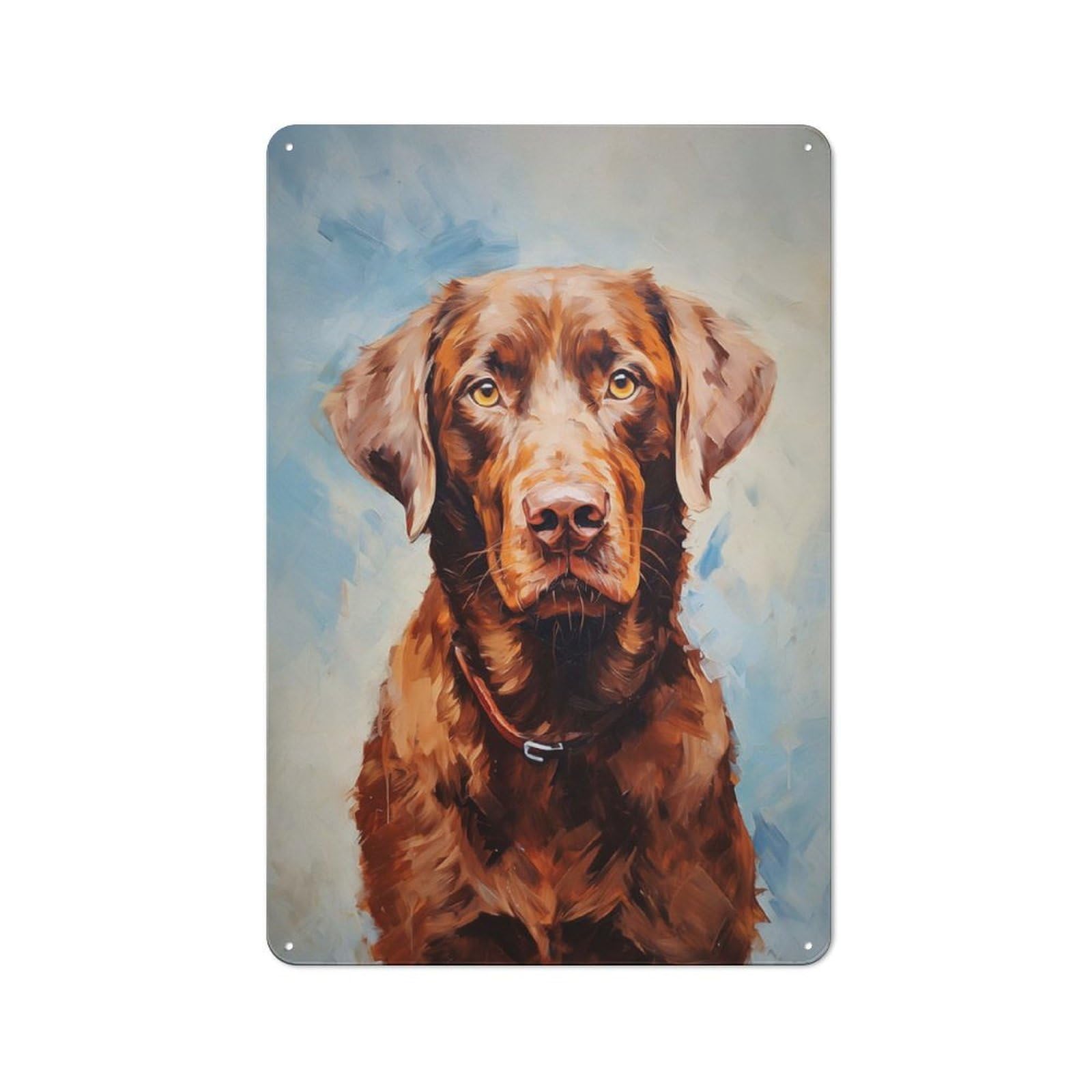 Metal Wall Sign 30x20cm Featuring Chocolate Labrador Retriev for Bar Or Restaurant, for Bar Decor Enthusiasts