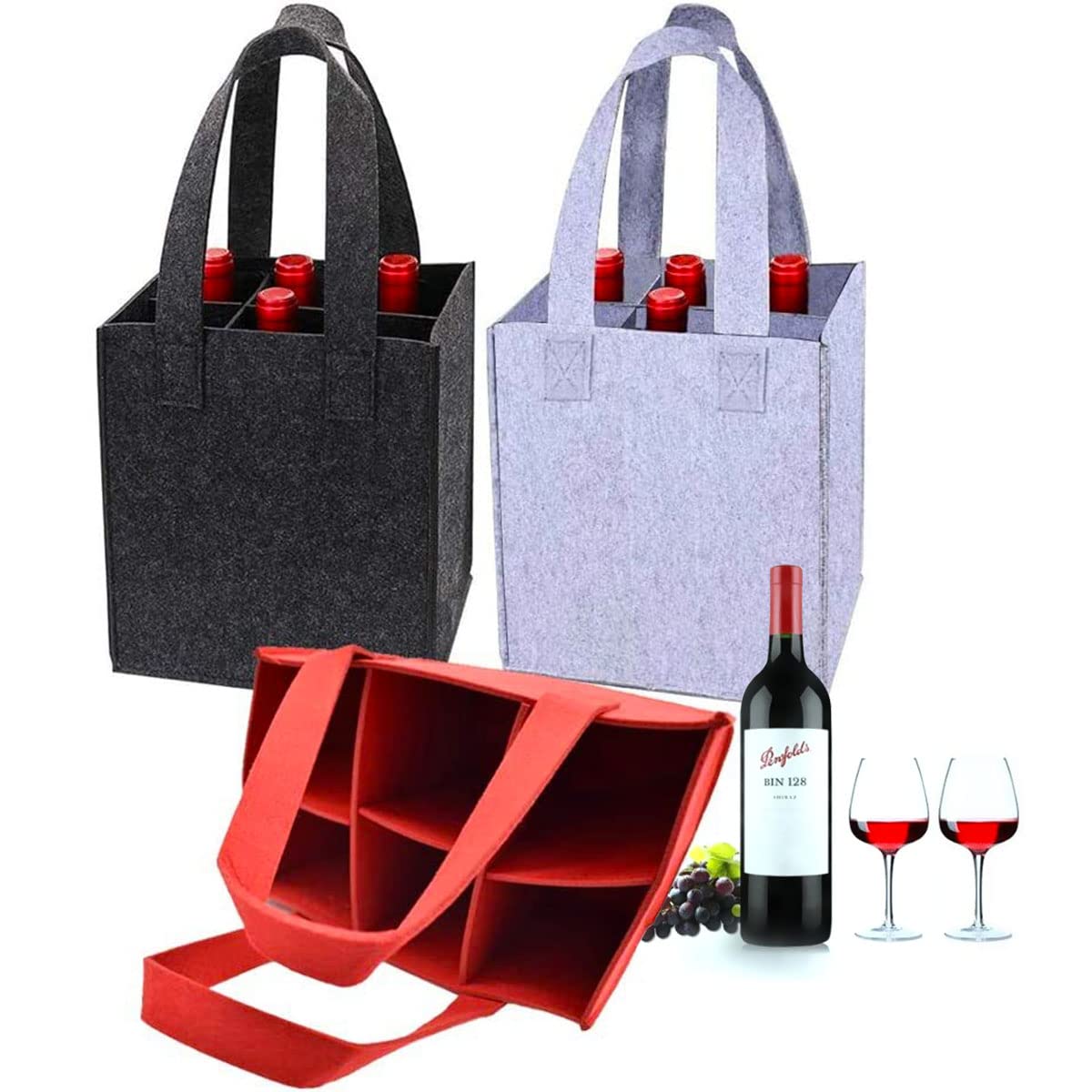 DEECOZY Flaschenträger Mit 12 Fächern - Filz Tragetasche Für Wein & Bierflaschen
