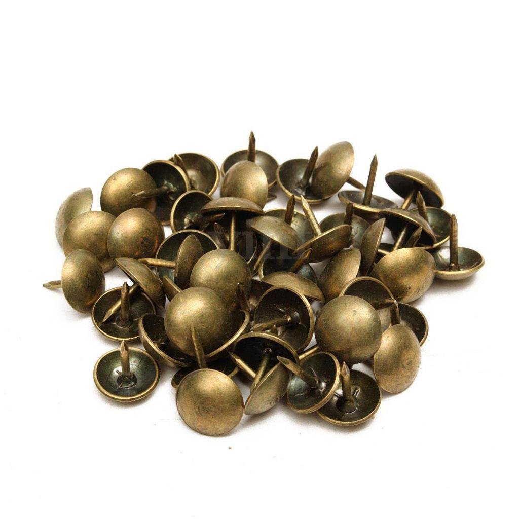 Pack of 100 Antique Upholstery Tacks Nails Furniture Decor Bronze Stud Pins - Bronze, 11x11mm — Amazon image 4