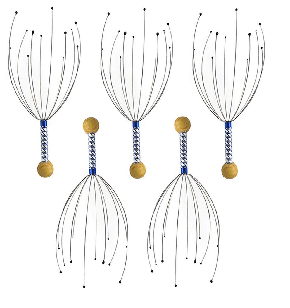 Scalp Massagers with Wooden Handle by Divine Light - Handheld Head Scratcher - No Snags Tangles Head Massager