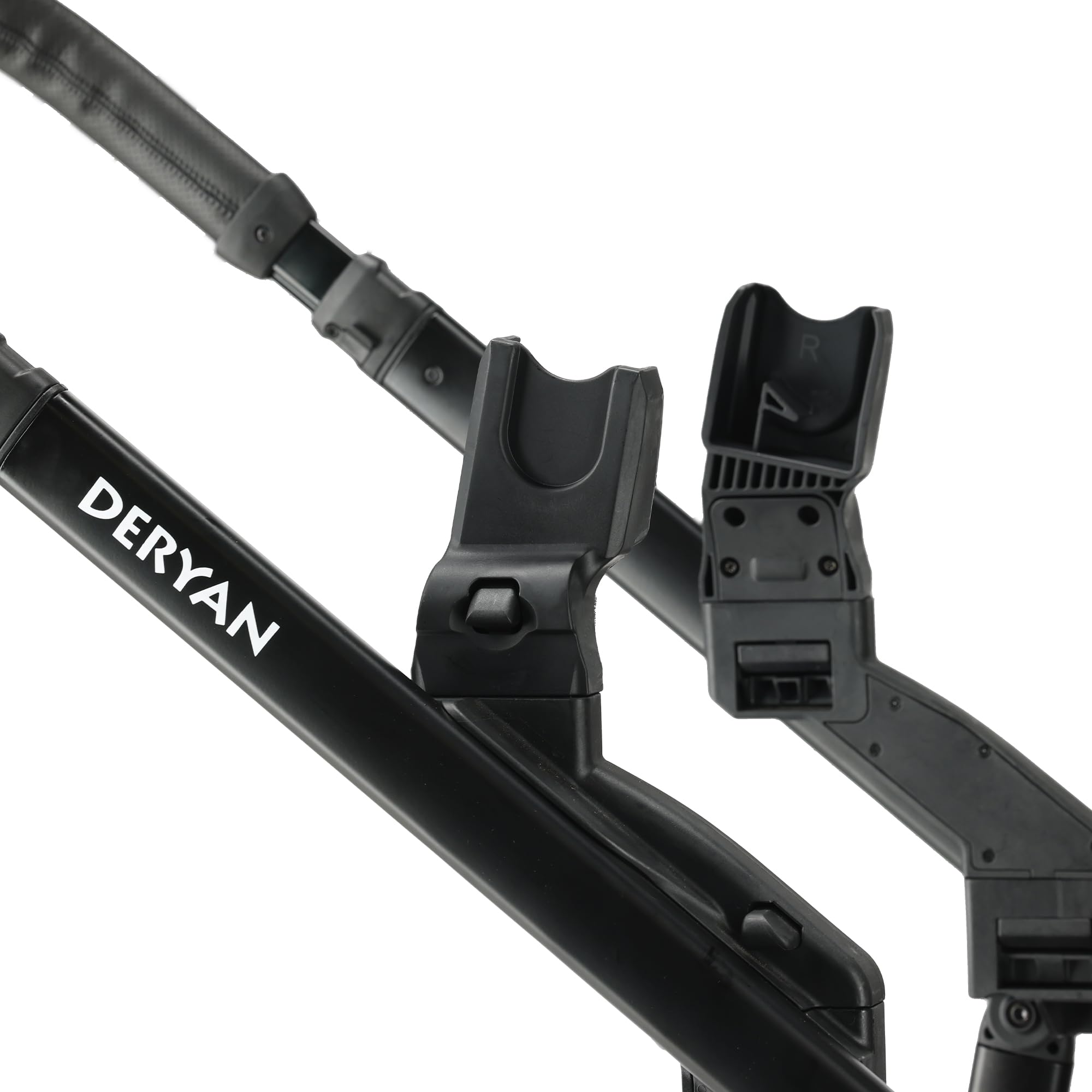 Deryan Adattatori Seggiolini Auto Compatibili con Passeggino Gemellare Evy e Ovetti Selezionati di Maxi Cosi Cybex Joie Kinderkraft, Nero