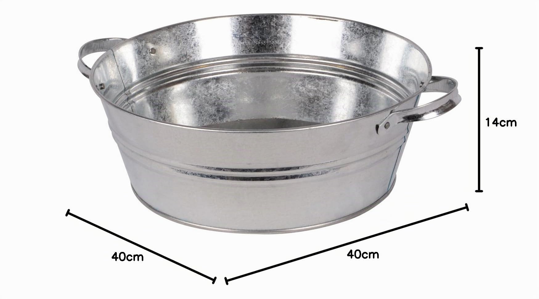 UNUS Nature by Kolibri Baignoire en Zinc, Bassine à Glace, Seau à Champagne, Vin, Bière, Pot de Fleurs, Bac en métal 13l, 40x40x14cm