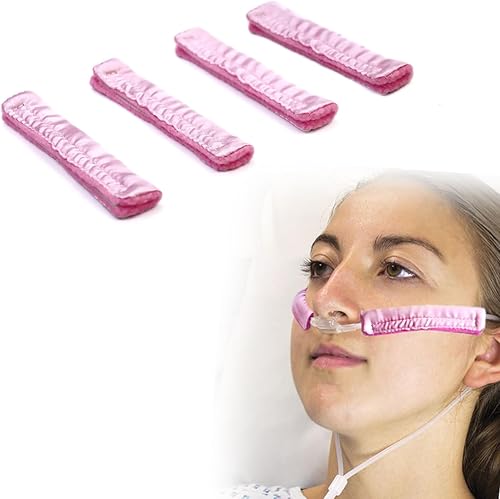 4 piezas de cubierta de cánula de oxígeno nasal de satén sedoso cubierta de cánula nasal cojines protectores de oídos y cara para usuarios de