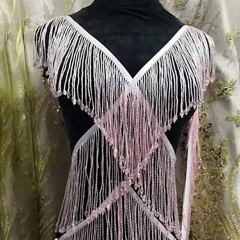 Amazon | 1ヤード キラキラ輝くビーズフリンジトリム 15cm ドロップ