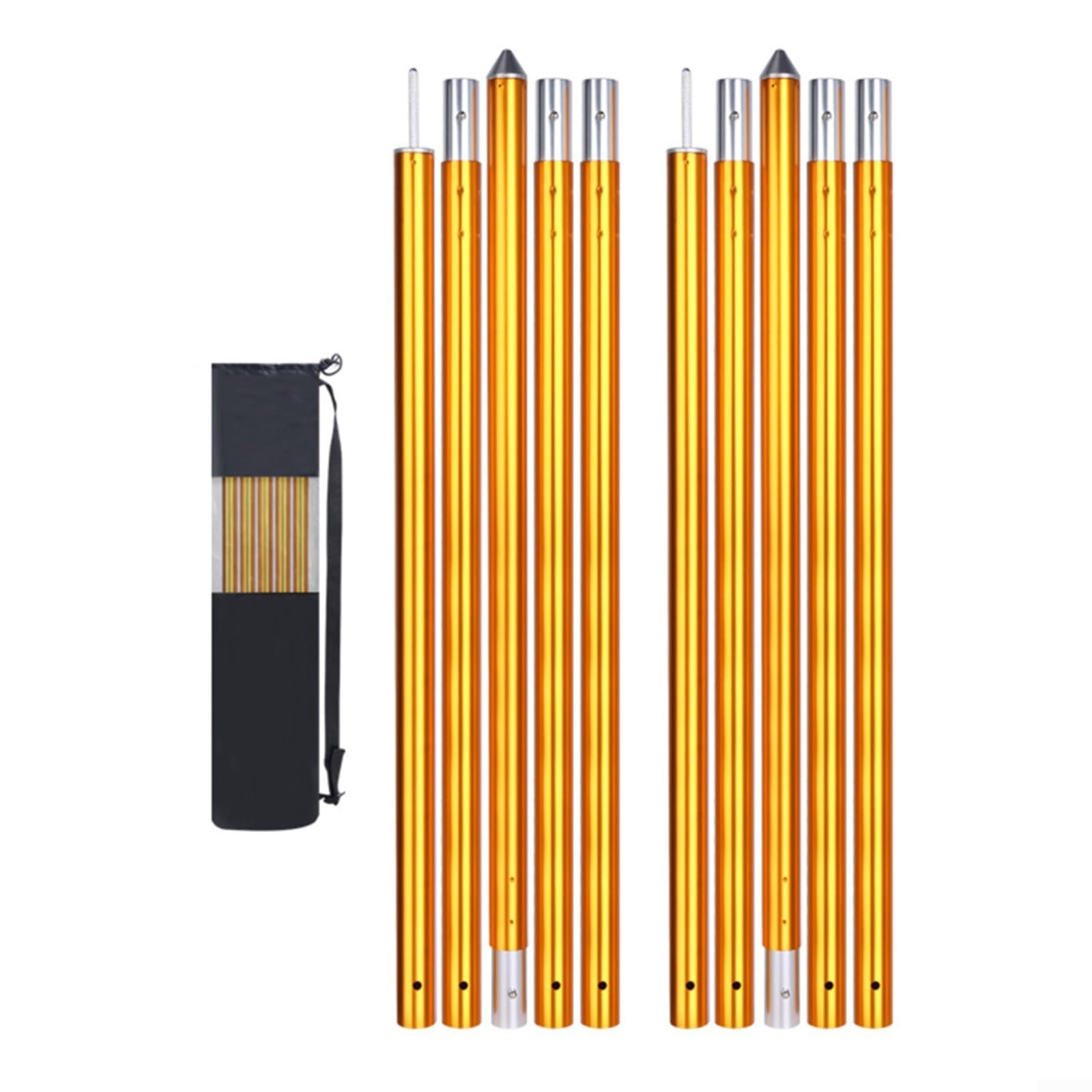 Verstellbare Planenstangen, leichte Zeltstützen aus Aluminiumlegierung mit rutschfester Unterseite für Camping, Strand, 2 (braun)