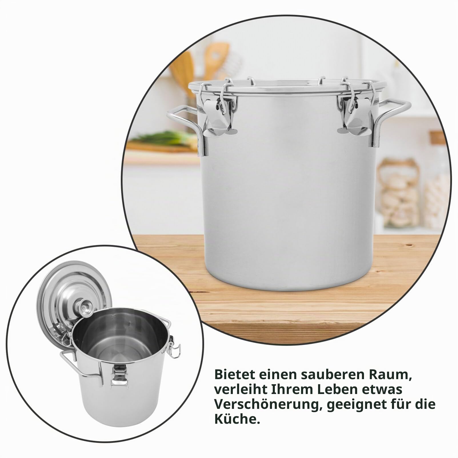 HEMOTON Edelstahl Getreide-Aufbewahrungseimer Mit Deckel Luftdichter Lebensmittelbehälter Für Reis Mehl Sojabohnen Und Fett Küchen-Aufbewahrungseimer Für Ordentliche Lagerung 7.87X7.87X7.87in