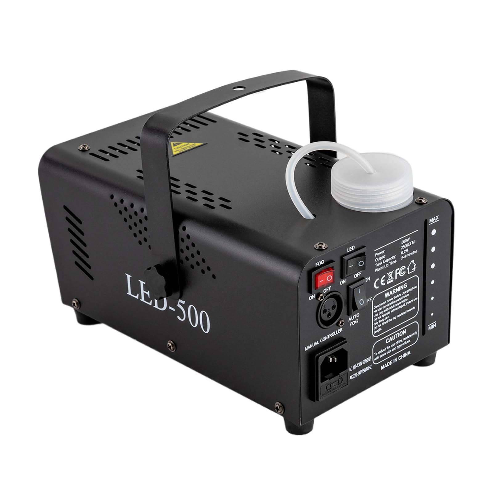 Wytwornica dymu z 18 kolorowymi diodami LED, moc 500 W i 2500 CFM, 13-kolorowy efekt świetlny, idealna na wesela, Halloween i pokazy sceniczne na świeżym powietrzu
