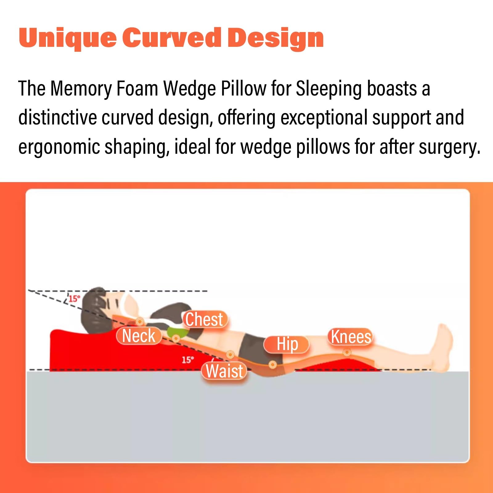 cuña antireflujo adulto Almohada de cuña de cama, Elevador de colchón de cuña Reducir el dolor de cuello y espalda - Cojines de inclinación plegables para dormir, reflujo ácido, poscirugía, ERGE ( Col