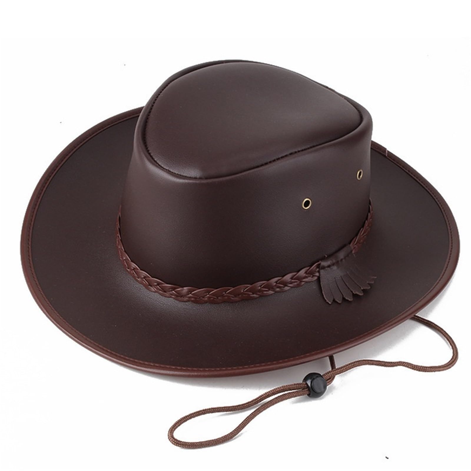 Cappello da Cowboy Cappello da Cowboy da Uomo in Ecopelle Gentiluomo Jazz Berretto Vintage Autunno Inverno per Feste Ed Eventi All'Aperto(Black)