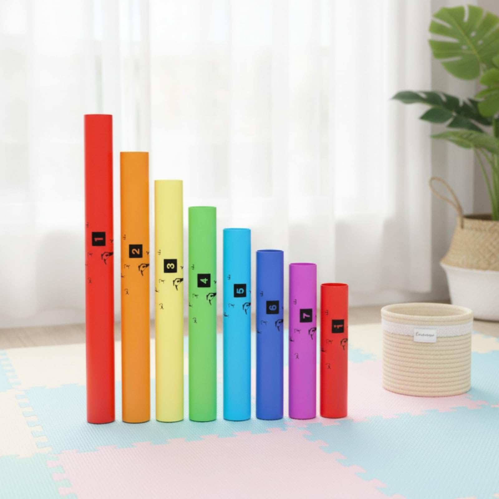 Percusión Tubos Musicales Diatónicos Juego Instrumento Educativo Juego Rítmico Aprendizaje Sintonizados para Melodías , Modelo con Cuerda, Incluye Accesorios para Colgar