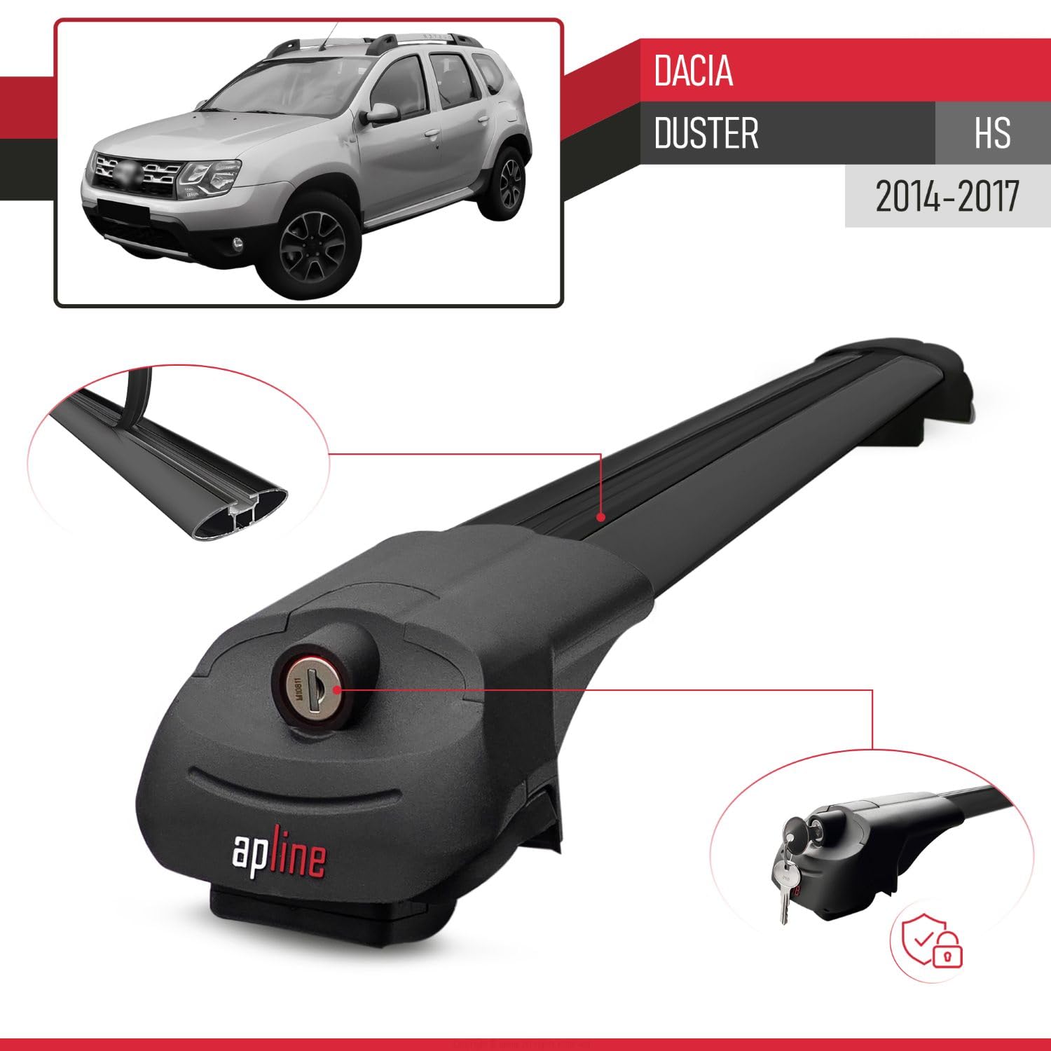 Compatibile con Dacia Duster 2014-2018 Barre Portatutto ACE-1 Portapacchi Barre Tetto NERO