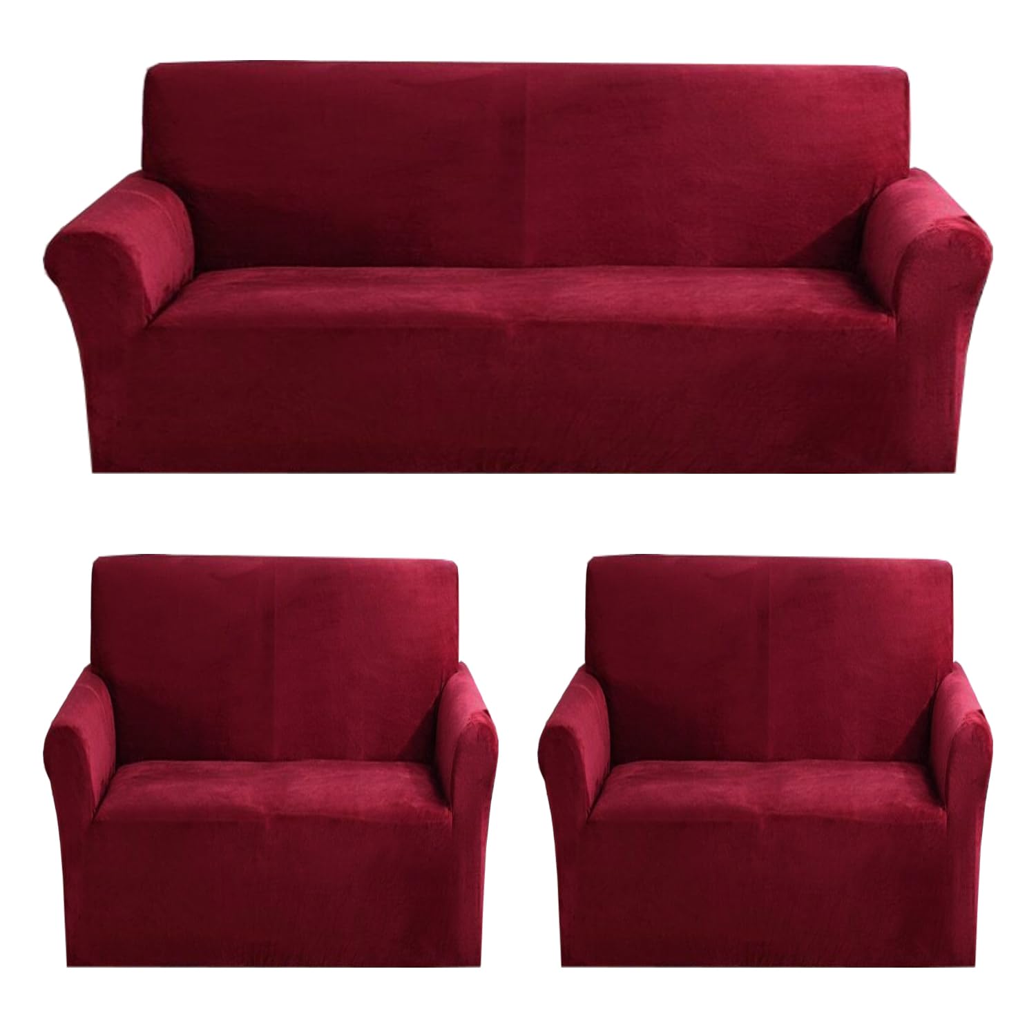 Gifts Island® Premium Velvet Sofa Cover 3 Seater and 2 Seater Fully Covered Universal 5 Seater Sofa Cover Non-Slip Sticky Elastic Stretchable Sofa Set Slipcover Protector for (3+1+1 Seater), Maroon (B0D94BB1YY) Amazon Price History, Amazon Price Tracker