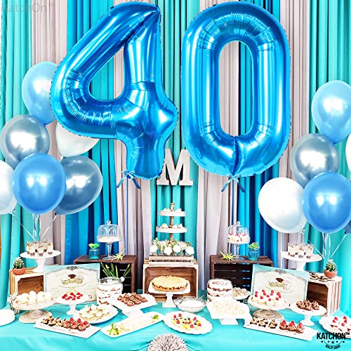 Image of KatchOn Blue 0 Number Balloons 40 Inch