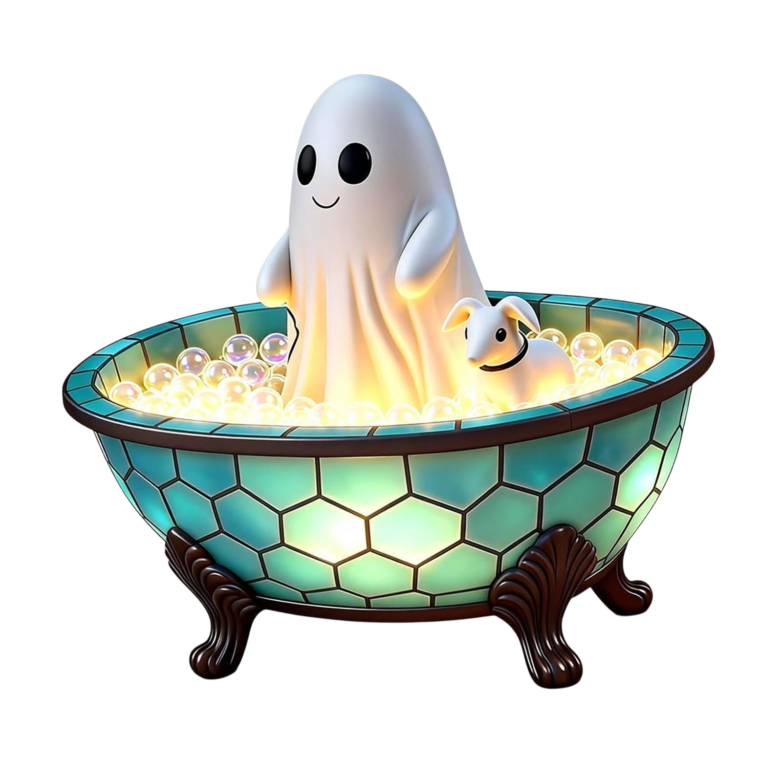 Seasonal Tabletop Light, Halloween Bathtub Lamp with Warm LED Glow, 5.51 in Decor Accent for Bedroom, Bathroom Counters, and Party Tables Halloween Bathtub Night Light Led Tabletop Decor Seasonal Lamp