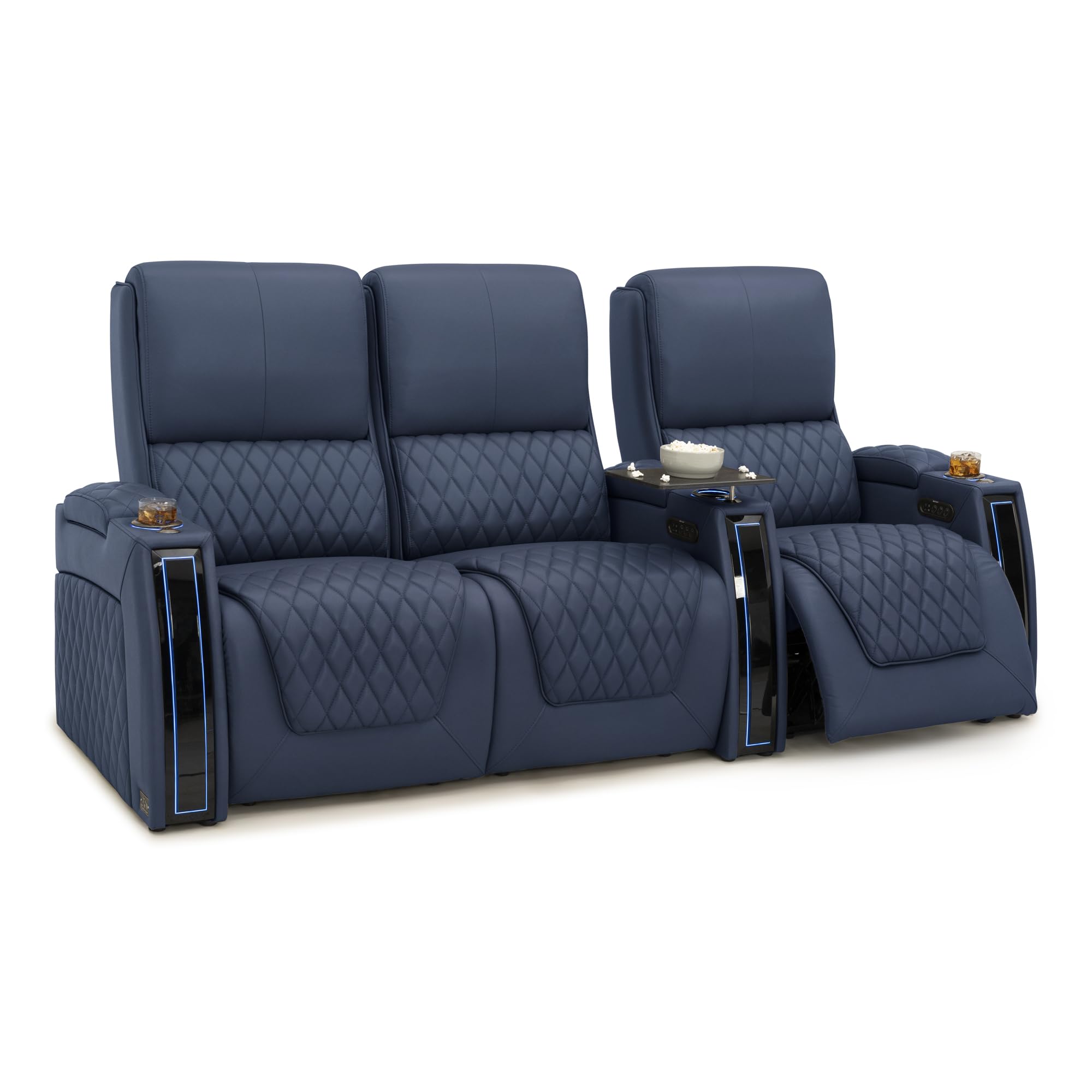 Seatcraft Apex Home Theater Seating Navy Blue Row of 3 Left Loveseat