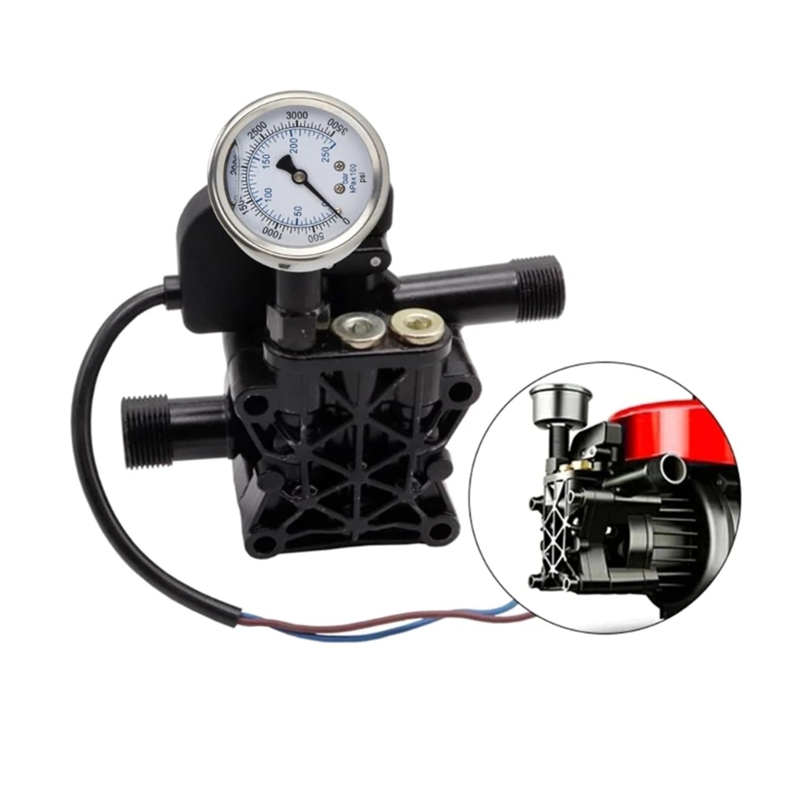 Accessori Pulitori Alta Pressione Oniissy Manometro Per Idropulitrice - 0-250 Bar, 3500 PSI, Filettatura M14, Per Pulitori 2.2-5.5 KW Manometro Acciaio Inox - 11