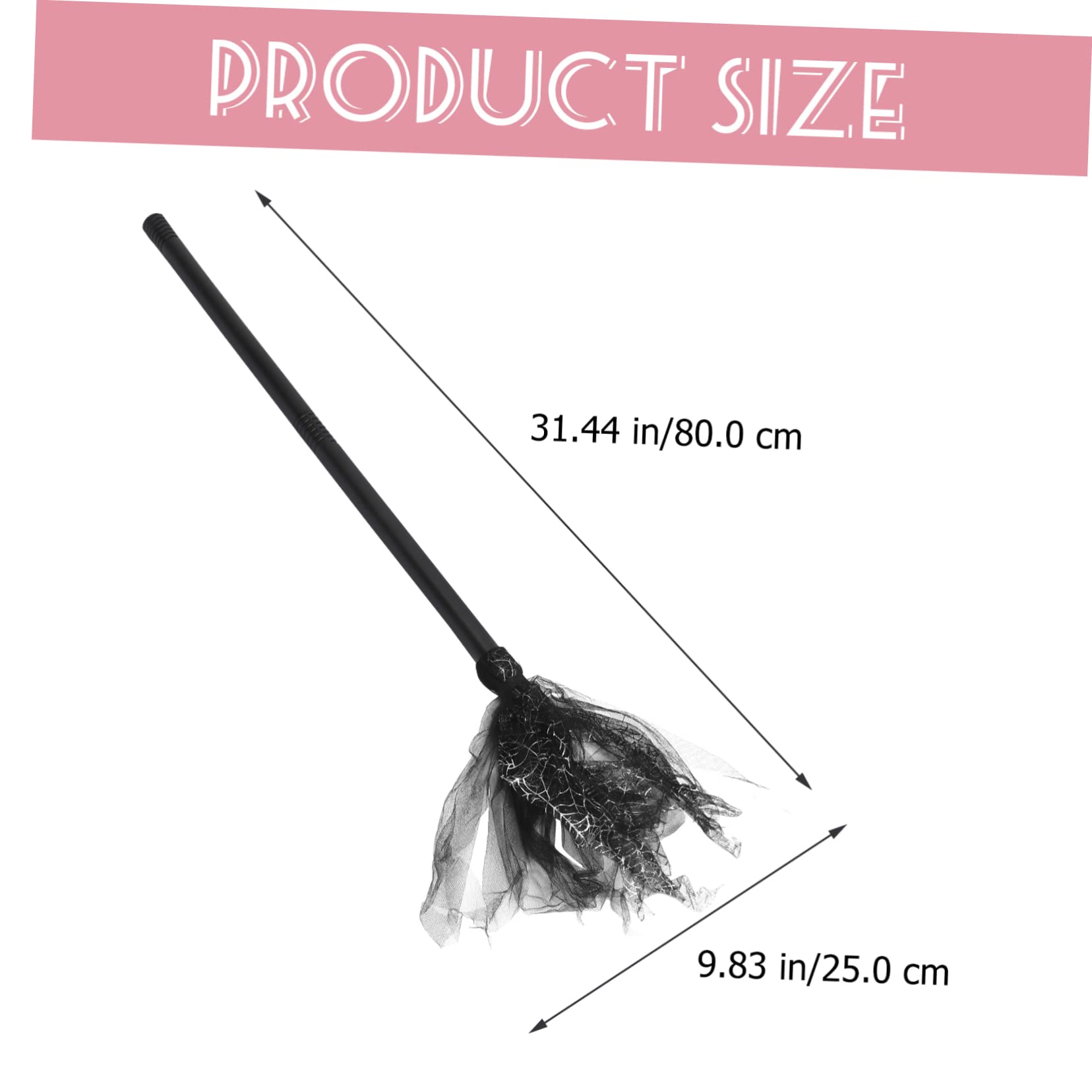 Holibanna Realistic Witch Cosplay Broomstick Detachable Plastic for Halloween Parties Stage Props Black