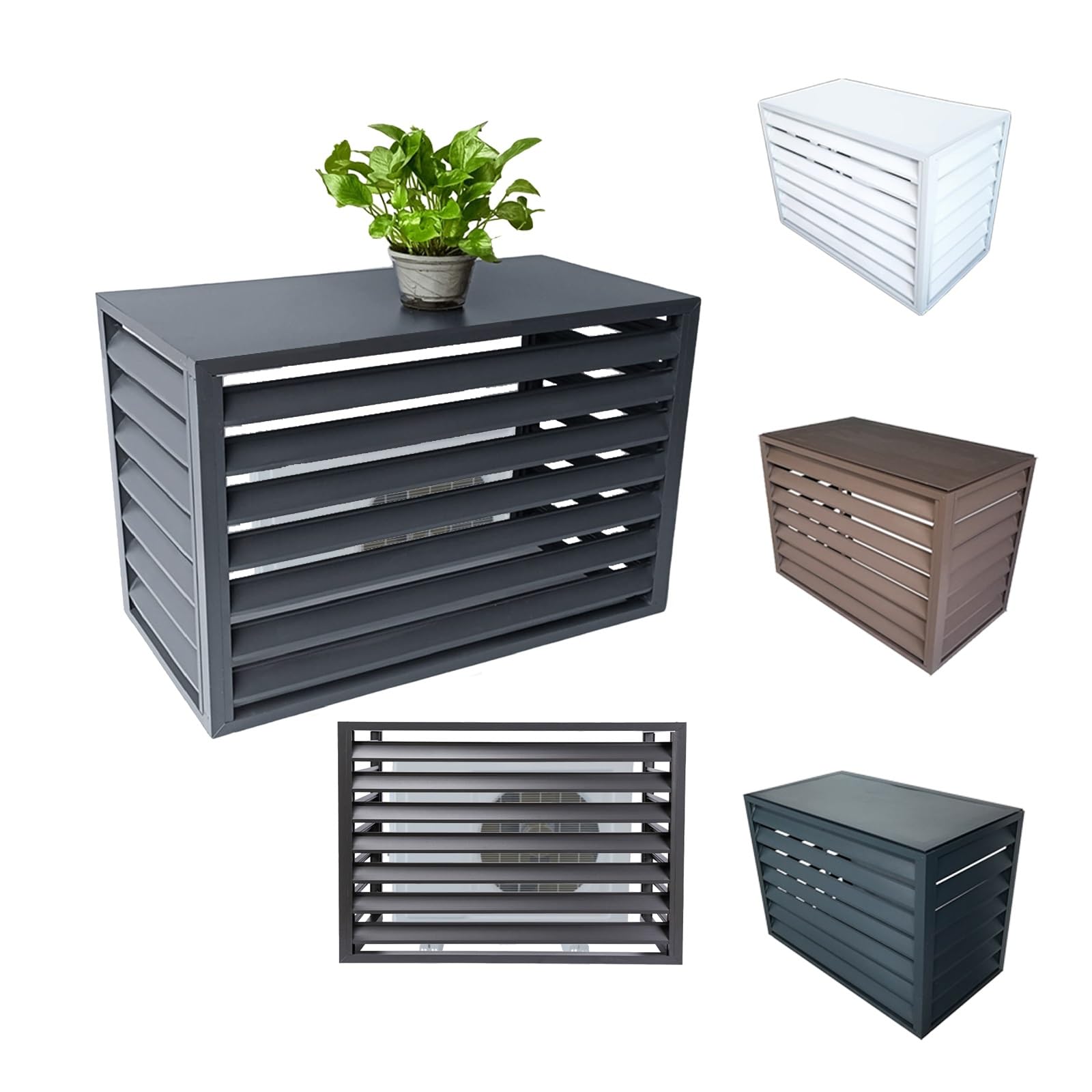 Cubre Aire Acondicionado Exterior, Funda Para Aire Acondicionado De Aluminio, Cubierta Rejilla Para Aire Acondicionado, Valla para Dispositivos Exteriores Pantalla Decorativa(Gray,100x50x70cm)