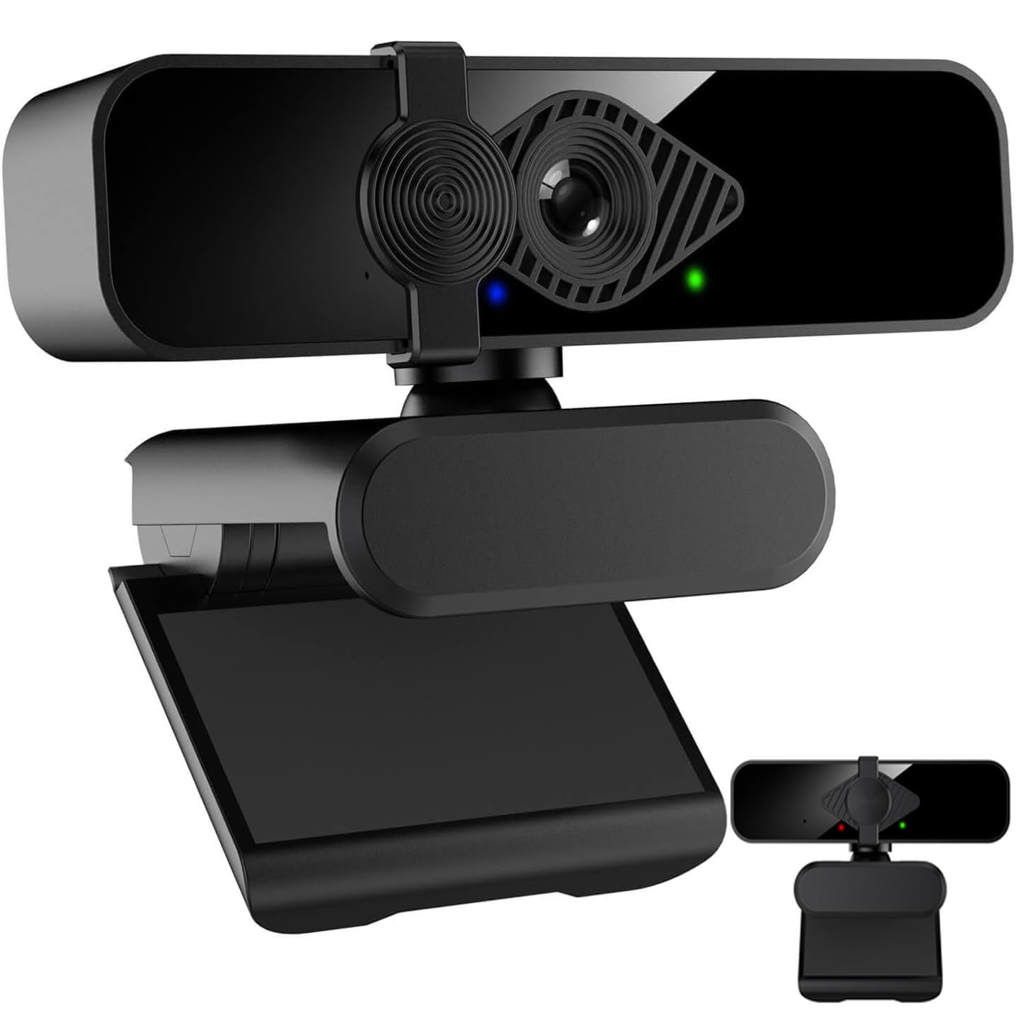 Makerstep Webcam PC 2K Full HD - Cámara Webcam para PC con Microfono y Tapa de Privacidad, Webcam USB Plug & Play, Rotación 360° Soporte Flexible - Ideal para Streaming, Teletrabajo, Zoom/Skype