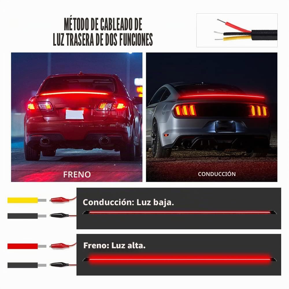 Baceyong Tira de luz de freno LED para el coche trasero, luz de freno del maletero, longitud 125 cm (49 pulgadas)