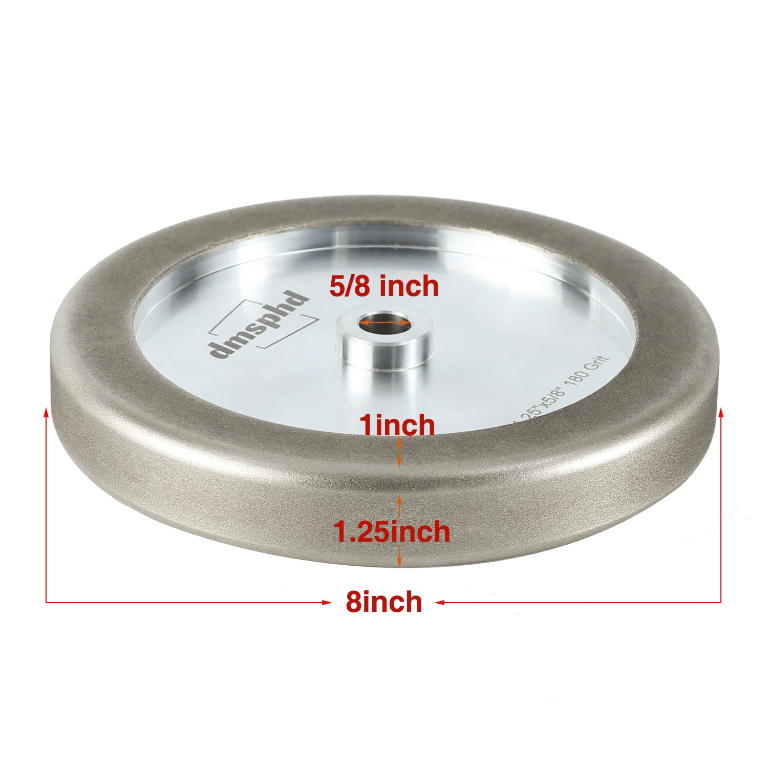 CBN - Muela abrasiva de 8 pulgadas, 1.25 pulgadas de ancho, orificio de 5/8 pulgadas, cuerpo de aluminio, adecuada para herramientas de acero de alta velocidad y amoladoras de banco (grano 600)