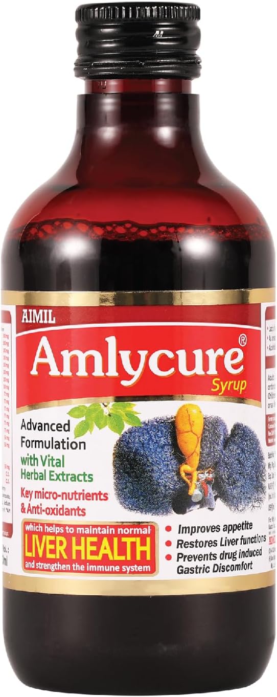 AIMIL Amlycure Syrup - 200ml | Ayurvedic Syrup for Liver Health, Improves Digestion & Better Appetite | Natural Liver Herbal Tonic | Ideal for Children