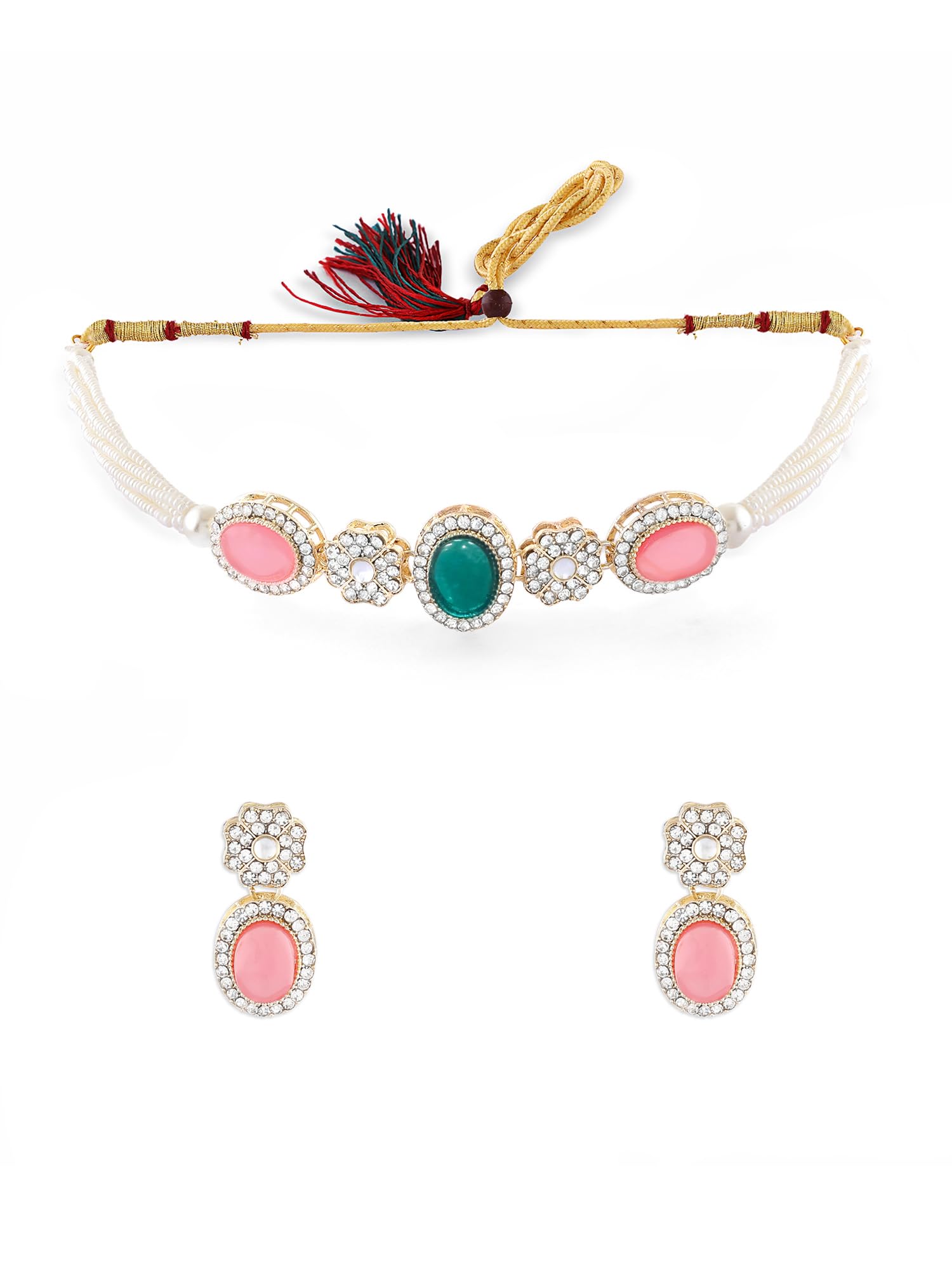 See full amazon price history chart for ZAVERI PEARLS Pink Green Stones Austrian Diamonds Multistrand Choker Necklace & Earring Set For Women-ZPFK17766 ZAVERI PEARLS Pink Green Stones Austrian Diamonds Multistrand Choker Necklace & Earring Set For Women-ZPFK17766 (B0CZXXMLGB) Amazon Price History, Amazon Price Tracker