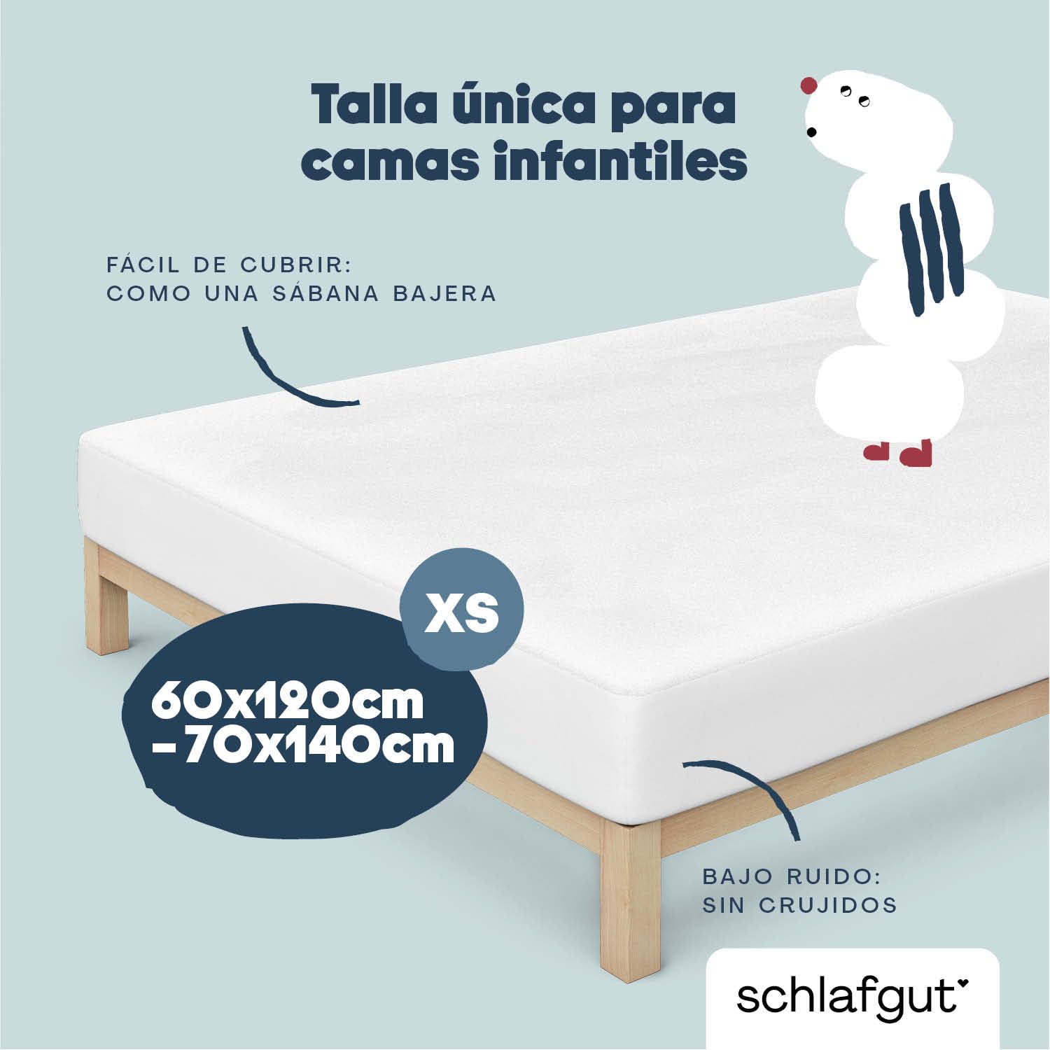 Schlafgut Pro Molton - Protector de colchón para cuna (70 x 140 cm, 100% algodón), diseño de bebé